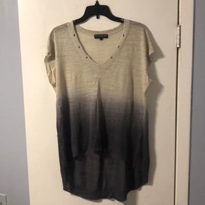 Central Park West linen blend ombre v neck small